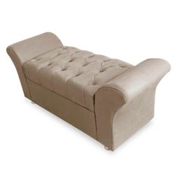 Kit Cabeceira Geovana + Calçadeira Veneza Casal 140cm Suede - Renascer Decor:Bege - 3