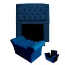 Ver imagem 1 de Kit Cabeceira Geovana + Calçadeira Veneza Solteiro 120cm Suede - Renascer Decor:azul Marinho