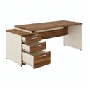 Ver imagem 7 de Mesa Pedestal Reta (03 Gav.) 1,92x0,70m Workstart - Nogal Sevilha/Champanhe