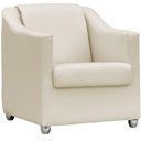 Ver imagem 2 de Kit 3 Poltronas Decorativa para Sala Manicure Recepção Mila Corino Bege Pés de Plástico Cromado