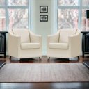 Ver imagem 6 de Kit 3 Poltronas Decorativa para Sala Manicure Recepção Mila Corino Bege Pés de Plástico Cromado