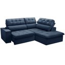 Ver imagem 1 de Sofá 3 Lugares Retrátil Reclinável Chaise Direito 243cm Solin F04 Veludo Azul - Lyam Decor