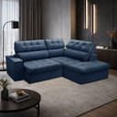 Ver imagem 3 de Sofá 3 Lugares Retrátil Reclinável Chaise Direito 243cm Solin F04 Veludo Azul - Lyam Decor