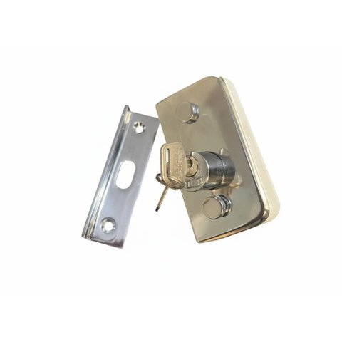Kit Fechadura 1520 Cromada Vidro/Alvenaria Portas Pivotantes Vidro Temperado Fvt