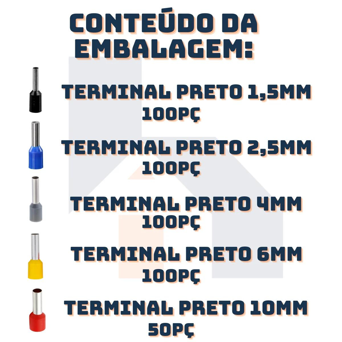 Kit Terminais Ilhós Tubular Pré Isolado 450pçs - 3