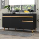 Ver imagem 1 de Balcão Cozinha Gabinete Pia 3 Portas 1 Gaveta Preto