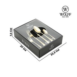 Faqueiro Berna 30pcs Aço Inox Dourado Wolff - 6