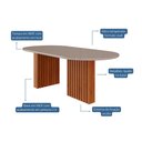 Ver imagem 4 de Mesa P/ Cozinha Ester C/ Tampo Madeirado C/ Vidro Oval 210x100cm Cinamomo/off White - Cimol