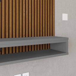 Painel Cissa Tv 32 36 39 40 42 46 47 50 Polegadas Prateleira Nicho Quarto Sala - Ripado/cinza - 3