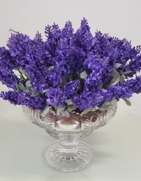 ARRANJO DE FLORES ARTIFICIAL LAVANDA VASO CRISTAL 9336 - 5