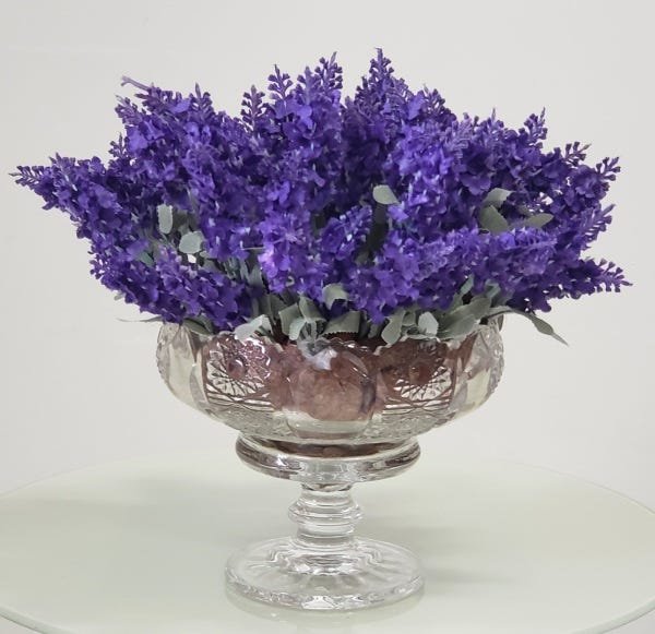 ARRANJO DE FLORES ARTIFICIAL LAVANDA VASO CRISTAL 9336 - 3