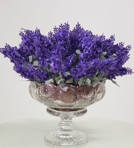 ARRANJO DE FLORES ARTIFICIAL LAVANDA VASO CRISTAL 9336 - 6