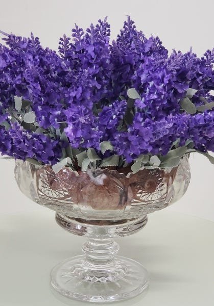 ARRANJO DE FLORES ARTIFICIAL LAVANDA VASO CRISTAL 9336 - 7