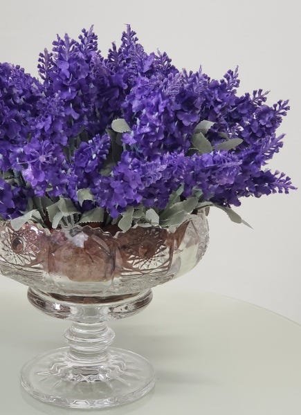ARRANJO DE FLORES ARTIFICIAL LAVANDA VASO CRISTAL 9336 - 4