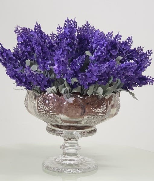 ARRANJO DE FLORES ARTIFICIAL LAVANDA VASO CRISTAL 9336 - 1