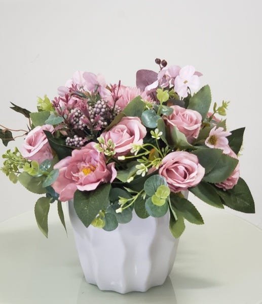 ARRANJO DE FLORES ARTIFICIAL ROSAS VASO 9335 - 6