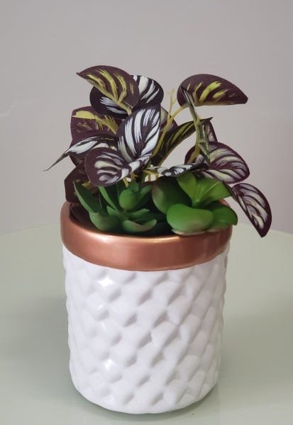 ARRANJO CACHEPOT DE FLORES ARTIFICIAL SUCULENTA VASO 9330 - 1