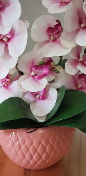 ARRANJO DE FLORES ARTIFICIAL ORQUÍDEAS VASO CERÂMICA 9300 - 5