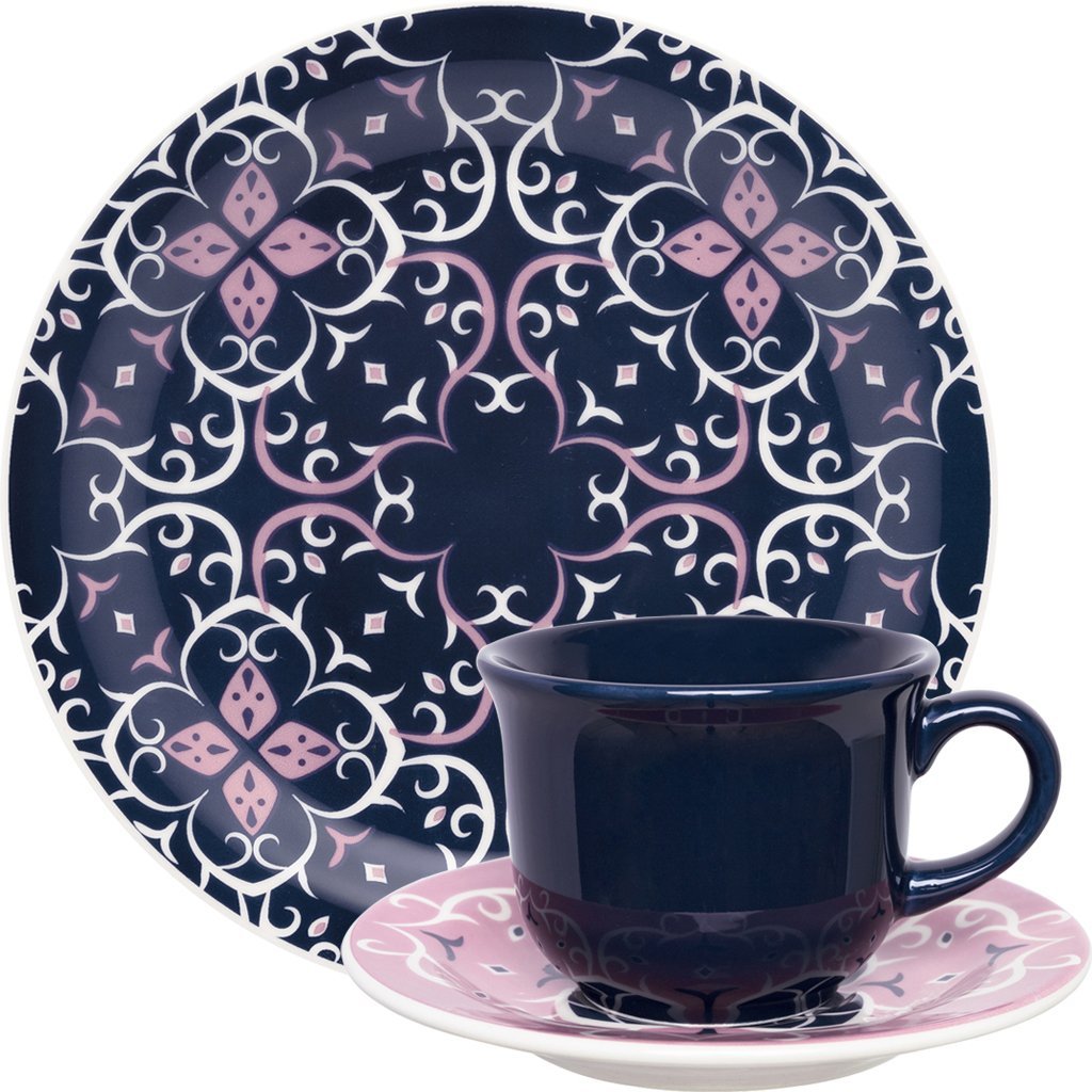 Kit Jogo Café Lanche Oxford® Floreal Hana 12 Peças MadeiraMadeira