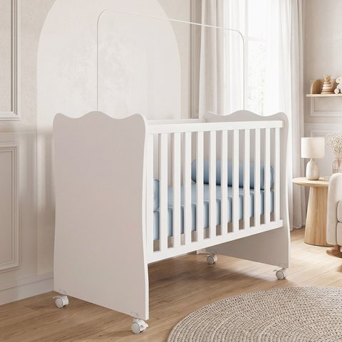 Berço Simples para Colchão 130x60 Doce Sonho Branco - Qmovi