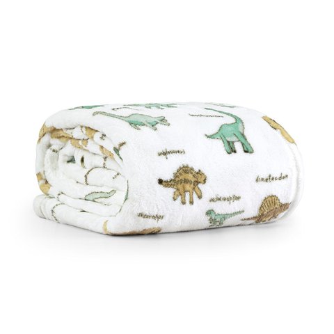 Manta Cobertor Lutti Solteiro Infantil 220g/m² 2,20x1,50m Fofinha Não Desbota Dinossauro Verde