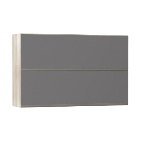 Armário Basculante Duplo 120cm 2 Portas Legno Crema C/Cinza