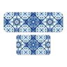 Jogo de Tapetes de Cozinha Azulejo Azul Capa de Almofada - 1