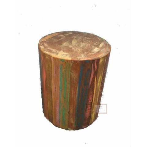 banco redondo colorido banqueta puff seat garden madeira de demolição sala de estar cozinha bar