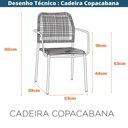 Ver mais imagens de Kit 4 Cadeiras com Braços Empilhável Copacabana Fratini Aço Carbono Verde Trama Corda Náutica