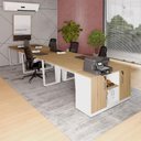 Ver imagem 1 de Plataforma Trabalho 1,20m P/ 6 Pessoas com Armário F5 Office Cor:macadâmia com Branco