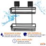 Prateleira Porta Shampoo Dupla de Parede Fixação de Ventosa Preto Fosco - 6