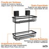 Prateleira Porta Shampoo Dupla de Parede Fixação de Ventosa Preto Fosco - 5
