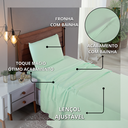 Ver imagem 5 de Kit Jogo de Cama Lençol Solteiro 300 Fios Algodão com Virol 3 Peças:verde Bebe