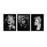 Kit 3 Quadros Marylin Monroe Brigette Madonna Sala A4 Preto - 2