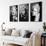 Kit 3 Quadros Marylin Monroe Brigette Madonna Sala A4 Preto - 1