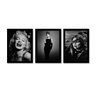 Kit 3 Quadros Marylin Monroe Audrey Brigette 40x60 Preto - 2