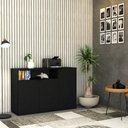 Ver imagem 1 de Armário Aparador c/03 Portas e Nicho 89,5x135x42cm WLAP135 Preto Ônix