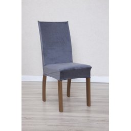 Kit Capa de Cadeira 2 Peças Suede Veludo Sala de Jantar Protege o Estofado Renova o Visual Cinza - 3