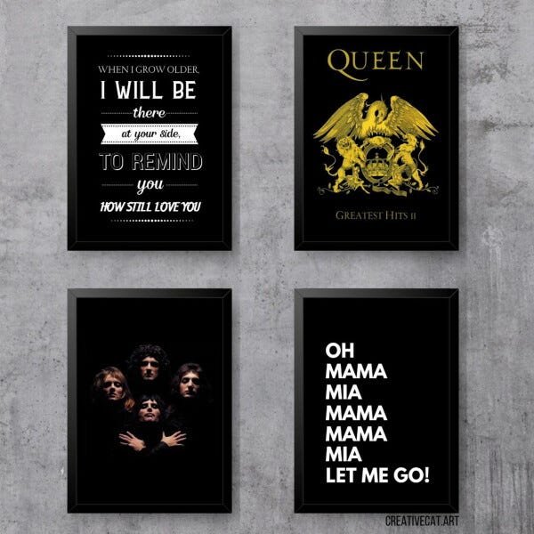 Kit com 4 Quadros Decorativos - Queen - 1