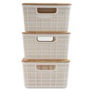 Ver imagem 7 de Kit 3 Caixas Organizadoras 4 Litros Brancas com Tampa Bambu