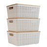 Kit 3 Caixas Organizadoras 4 Litros Brancas com Tampa Bambu - 1