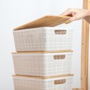 Ver imagem 6 de Kit 3 Caixas Organizadoras 4 Litros Brancas com Tampa Bambu