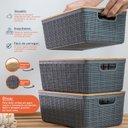 Ver imagem 3 de Kit 3 Caixas Organizadoras 4 Litros Cinza com Tampa Bambu