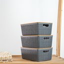 Ver imagem 4 de Kit 3 Caixas Organizadoras 4 Litros Cinza com Tampa Bambu