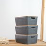 Kit 3 Caixas Organizadoras 4 Litros Cinza com Tampa Bambu - 4