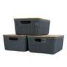 Kit 3 Caixas Organizadoras 4 Litros Cinza com Tampa Bambu - 7