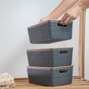 Ver imagem 6 de Kit 3 Caixas Organizadoras 4 Litros Cinza com Tampa Bambu