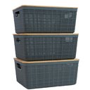 Ver imagem 1 de Kit 3 Caixas Organizadoras 4 Litros Cinza com Tampa Bambu