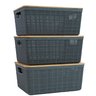Kit 3 Caixas Organizadoras 4 Litros Cinza com Tampa Bambu - 1