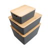 Kit 3 Caixas Organizadoras Cinza com Tampa Bambu - P,M e G - 7